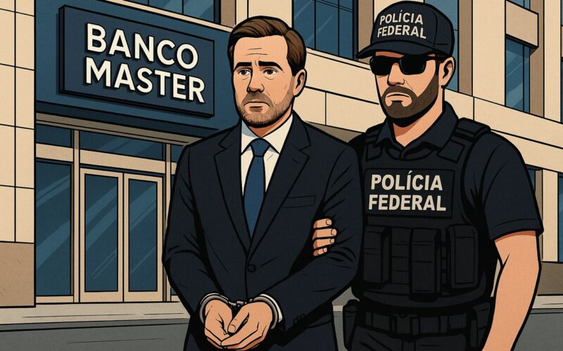 Daniel Vorcaro, fundador do império financeiro bilionário do Banco Master, é detido pela Polícia Federal após ascensão meteórica.