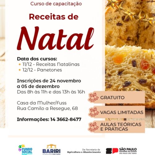 Prefeitura disponibiliza curso gratuito de Receitas de Natal para a comunidade
