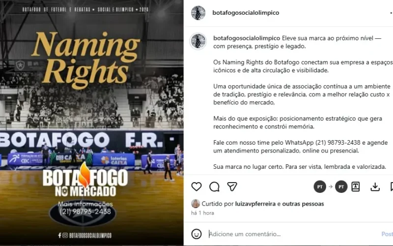 Botafogo lança oportunidade de naming rights através das redes sociais